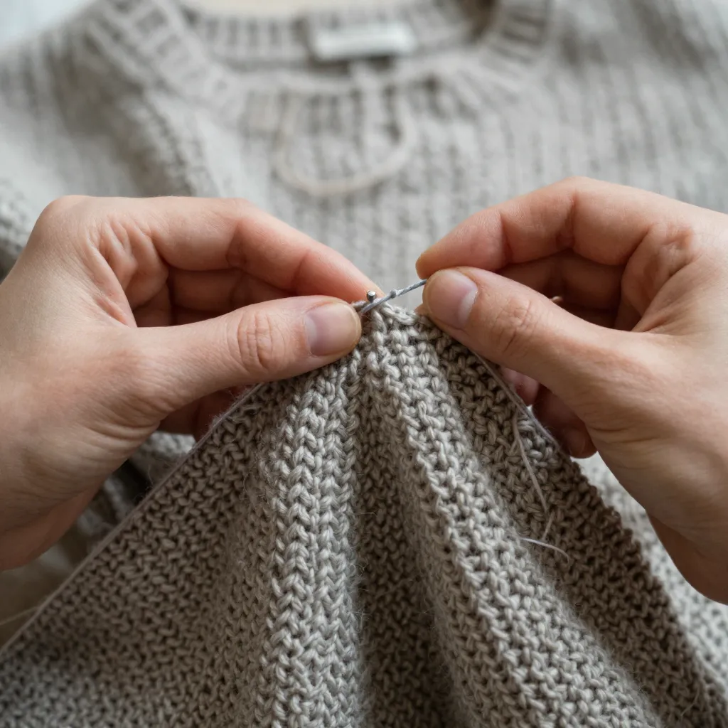 1970s wool overcoat before restoration showing frayed cuffs